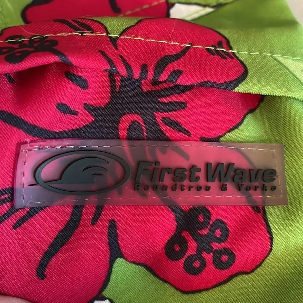 First Wave green & red tropical print board shorts swim trunks‎